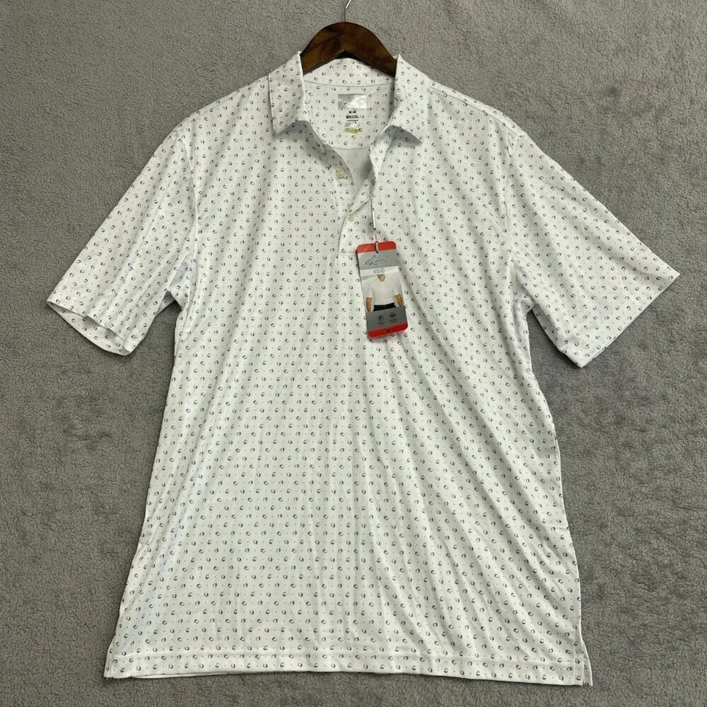 NEW Greg Norman ML75 Men's M Polo Shirt Luxurious Moisture Wicking Pattern